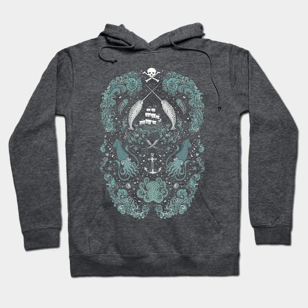 Pirate Narwhals Illustration Hoodie by TejaJamilla